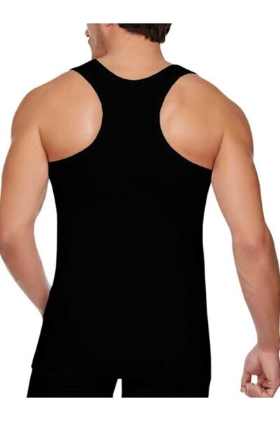Zulu Ticaret Meba Men's 100% Cotton Fabric 2-Piece Ribbed Athlete Black Under...