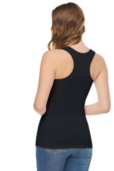Zulu Ticaret Women's Black Strappy Lycra Modal Athlete Undershirt 2-pack
