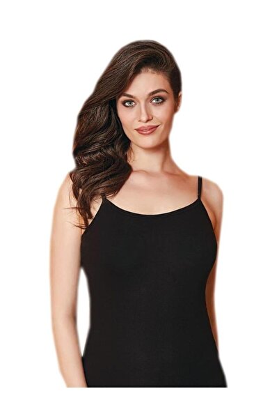Zulu Ticaret 6 Pieces of Black Color Rope Strap Tank Tops