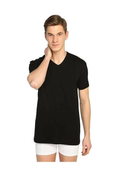 Zulu Ticaret Black Color V-Neck Short Sleeve Undershirt Undershirt