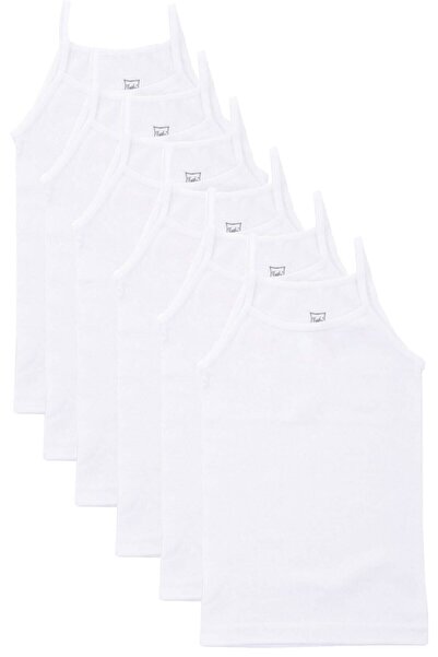 Zulu Ticaret Tutku-Girls' Rope Strap Flat Undershirt 6-Piece Cotton