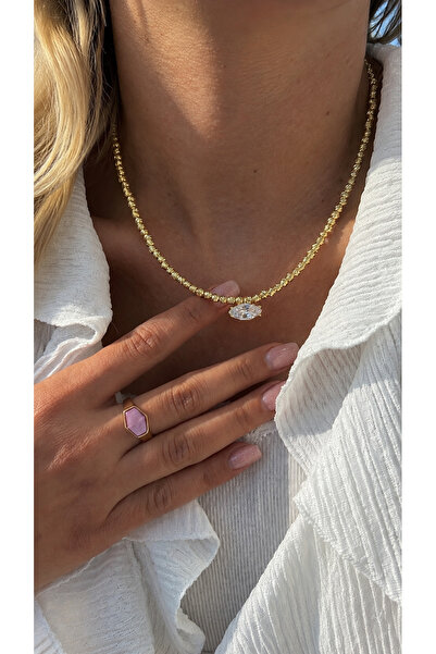 GLARE JEWELRY CO Marquise Cut Dorica Chain Model Stainless Steel Necklace 35+5cm