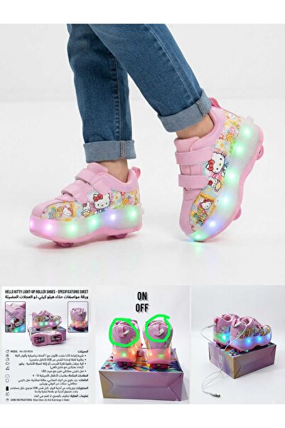 DAY BY DAY 2-in-1 Girls' Pink Flip-Flop Skate Shoes with Ambient Lighting and...