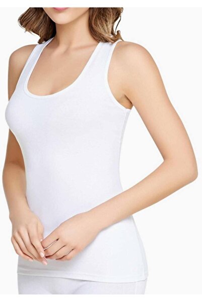 Zulu Ticaret Women's White Lycra Cotton Athlete Undershirt New Season (Econom...