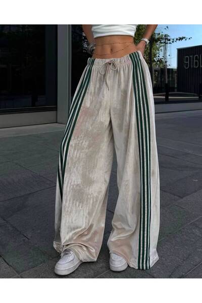 DENİKK Trend Oversize Flexible Waist Bol Pocket Shaped Velvet Fabric Palazzo ...