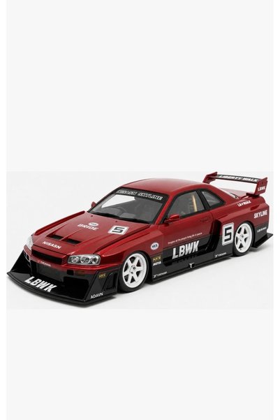 HOBBİEZ WORLD Nissan Skyline GT-R R34 Liberty Walk Kirmizi- 1901-411A 1:24 Mo...
