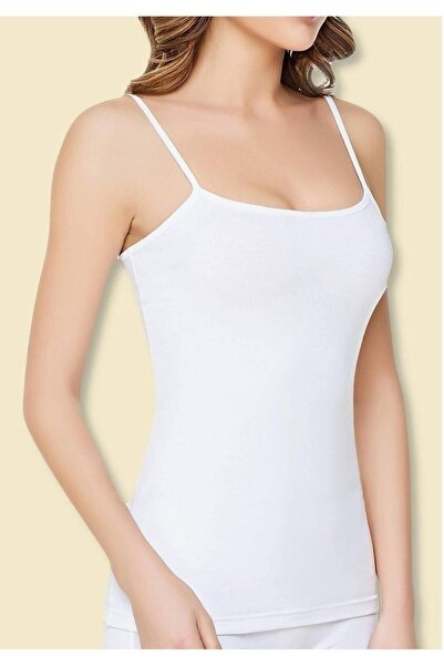 Zulu Ticaret Women's White Elastane Cotton Thread Strap Undershirt New Season...