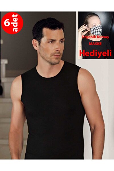 Zulu Ticaret Tutku-6 Pieces Men's Black Lycra Modal Sports Undershirt Me116