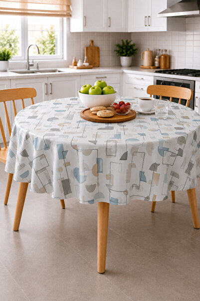 Ozsport Patterned Round Pvc Oilcloth Tablecloth, Wipeable and Stain Resistant