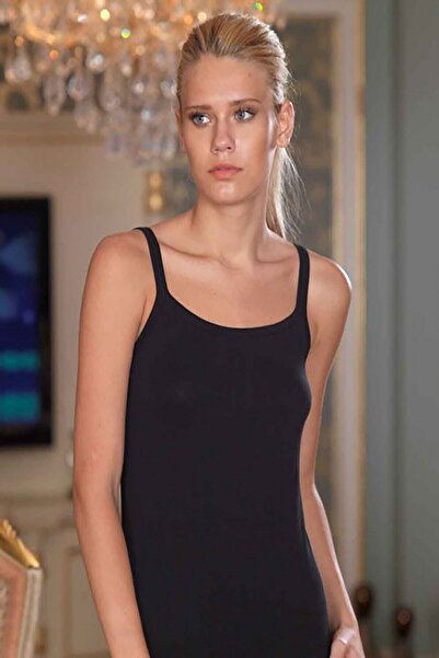 Zulu Ticaret Women's Black Lycra Double Ribbed Strap Tank Top