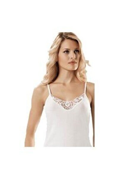 Zulu Ticaret Pack of 3 White Laced Rope Strap Women's Undershirt