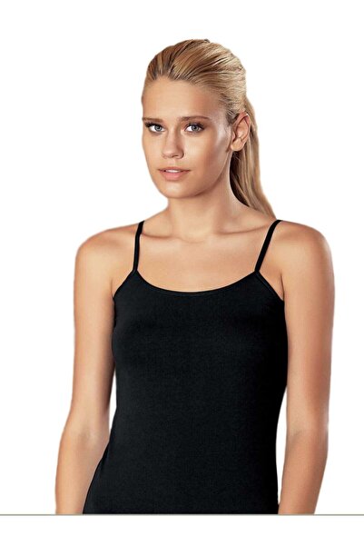 Zulu Ticaret Women's Black Lycra Strap Tank Top B214