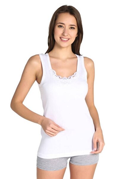 Zulu Ticaret Tutku-Riban Wide Strap Guipure Undershirt 9 Pieces