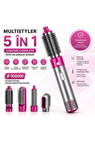 ASMXX Πολυσυσκευή styling μαλλιών 5-σε-1, 1000W, Βούρτσα θερμού αέρα, Στεγνωτ...