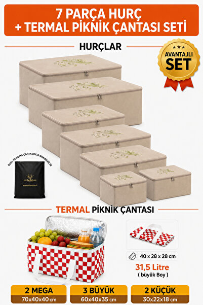 umbellatum 7-Piece Storage Organizer and Thermal Picnic Bag Set, 8-Piece Unde...