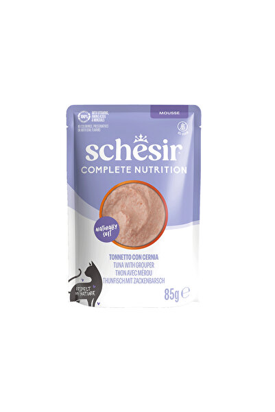 Schesir Tam ve Dengeli Ton Balıklı ve Orfoz Balıklı Mus Kedi Pouch 85 g
