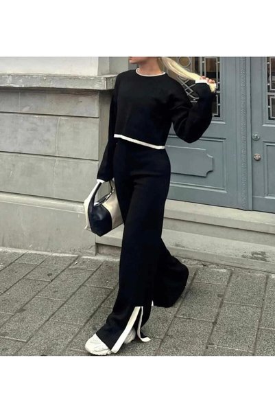 rushana Set de tricotaj pentru femei: pulover și pantaloni, o ținută elegantă...