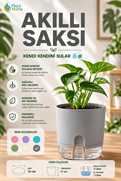 plant-home Akıllı Saksı Kendini Sulayan Saksı Otomatik Sulama Sistemli Su Haz...