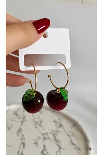 Kiraz Detaylı Küpe