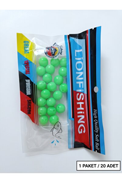 LION FISH Lionfishing 20 Adet Fosforlu Yeşil Kokulu Silikon Boncuk Yem - Saza...