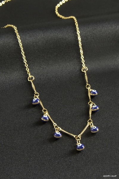 ZERO LAND Spt-Gld Top Nazarlı Mineli (231446) Necklace Blue