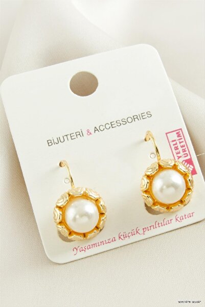 ZERO LAND Spt-Gld Flower Pearl Metal (225758) Earrings Yellow