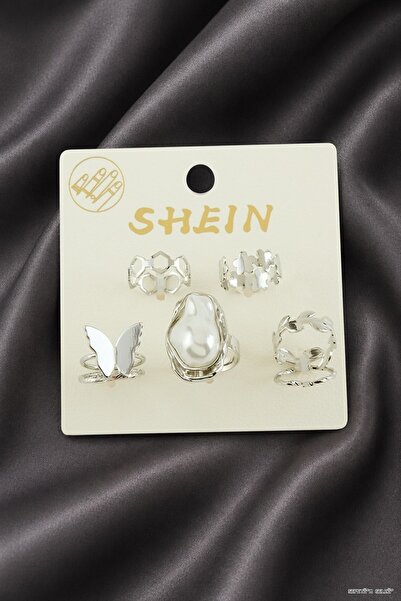 ZERO LAND Spt-Gld 7 Pieces Pearl Luxury Joint Rings (10930) Silver Color