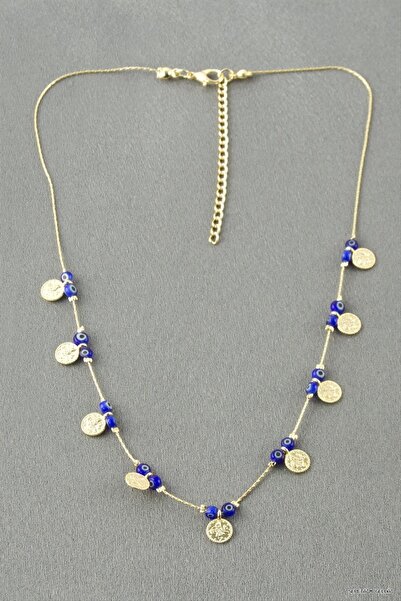 ZERO LAND Spt-Gld Beaded Evil Eye (224734) Necklace Blue