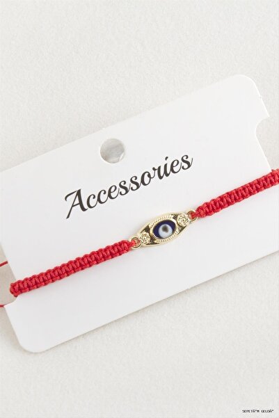 ZERO LAND Spt-Gld Eye Macrame Braided Bracelet (233858) Red
