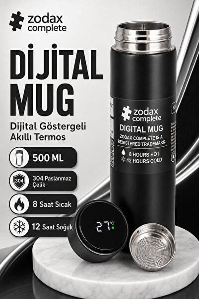 ZODAX COMPLETE Dijital Sıcaklık Göstergeli Termos 500ml | Sıcak & Soğuk İçece...