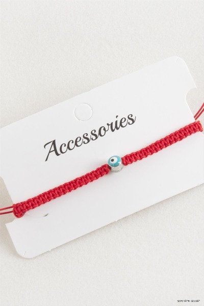 ZERO LAND Spt-Gld Nazar Macrame Braided (233758) Bracelet Red
