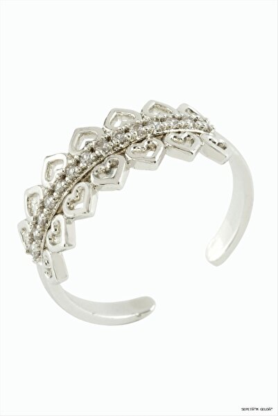ZERO LAND Spt-Gld Heart Zircon Stone Metal Ring (232724) Silver Color