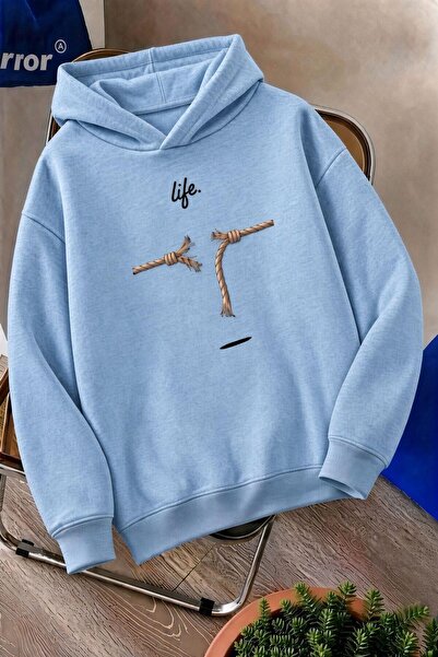 Oksit Sw Life Design Minimalist Illustration Printed Unisex Hooded Sweatshirt...