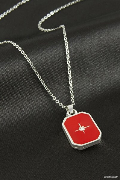 ZERO LAND Spt-Gld Star Enamel Necklace (225159) Silver Color