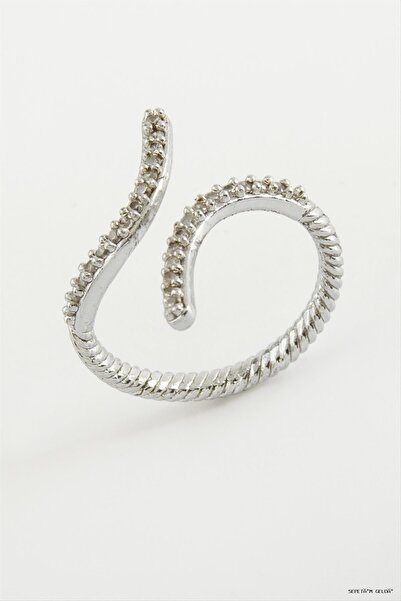 ZERO LAND Spt-Gld Snake Zircon Stone Ring (230735) Silver Color