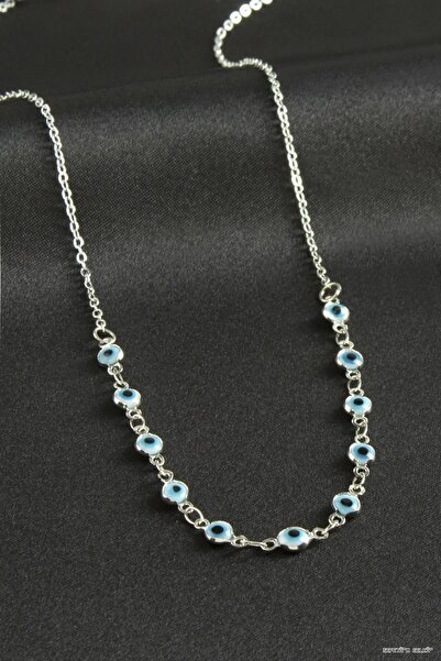 ZERO LAND Spt-Gld Evil Eye Enamel Necklace (231429) Blue