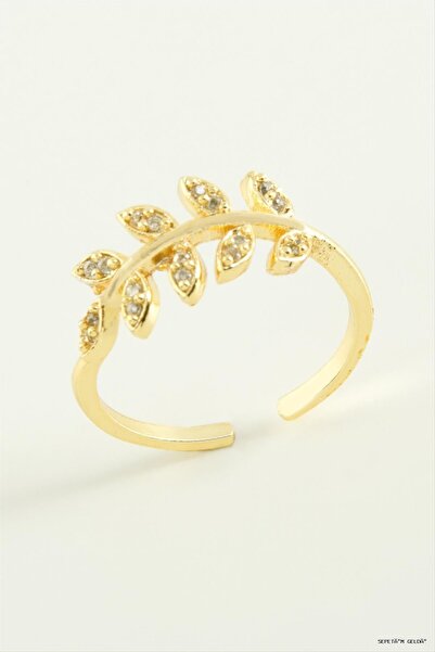 ZERO LAND Spt-Gld Leaf Zircon Stone (234620) Ring Yellow