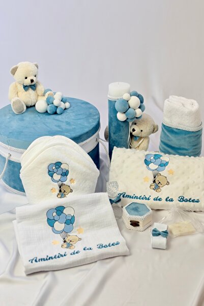 Happy Bears Trusou botez pentru baieti, 10 piese, “Ursulet cu baloane”, bumba...