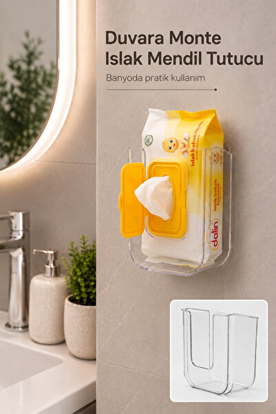 KHAKMA Transparent Acrylic Wet Wipe Holder Wall-Mounted Organizer – Bathroom,...