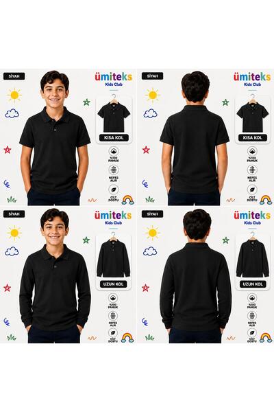 ümitteks iş ve okul kıyafetleri Unisex Children's Polo Collar T-Shirt 100% Co...