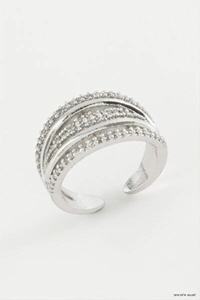ZERO LAND Spt-Gld 5 Row Zircon Stone Ring (230116) Silver Color