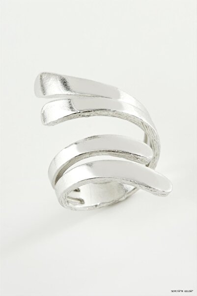 ZERO LAND Spt-Gld Leaf Metal Ring (234654) Silver Color