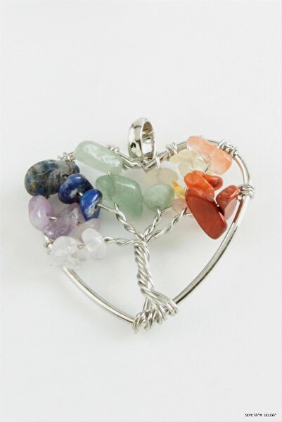 ZERO LAND Spt-Gld Chakra Heart Natural Stone Pendant (231554) Silver Color