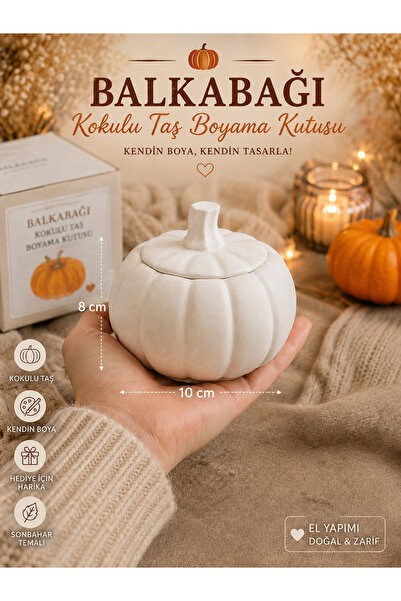 magnocandles Balkabağı Kokulu Taş Boyama Kutusu – Kapaklı Dekoratif Boyanabil...