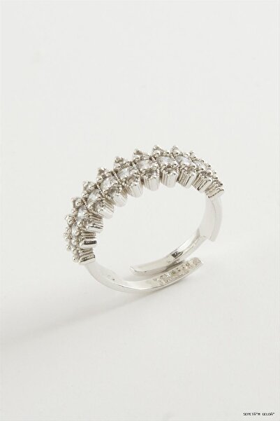 ZERO LAND Spt-Gld Oval Zircon Stone Ring (235747) Silver Color