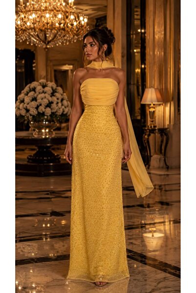 Barly Lemon Yellow Dress That Is Feminine and Eye-Catching with Its Sophistic...