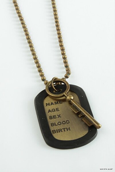 ZERO LAND Spt-Gld Lock Tag Metal Men's (00234) Necklace Antique