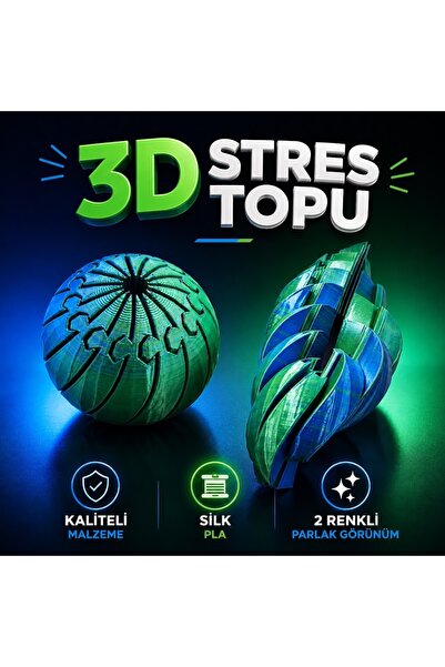 3D Baskı Hareketli Eğlenceli ve Rahatlatıcı Stres Topu