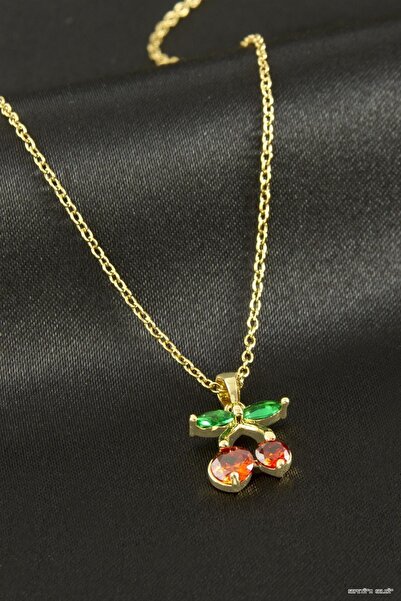 ZERO LAND Spt-Gld Cherry Zircon Stone Steel (234911) Necklace Yellow