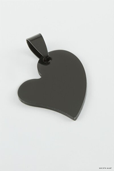 ZERO LAND Spt-Gld Heart Name Engravable Steel Pendant 2.8 (00538) cm Black